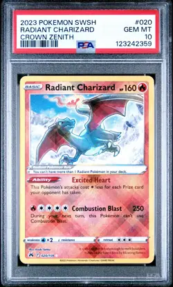 Pokemon Radiant Charizard Crown Zenith Holo Rare #020 PSA 10 Gem Mint - Image 1