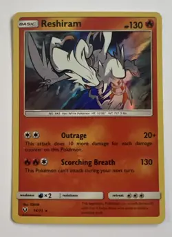 Reshiram 14/73 Holo Rare Pokemon Shining Legends LP - Image 1