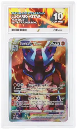 Pokemon TCG | Ace 10 Lucario VSTAR SWSH291 Crown Zenith Promo Perfect Subgrades - Image 1
