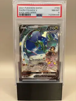 PSA 8 Near Mint/Mint -Rayquaza V #194 Pokemon Evolving Skies, Graded - Image 1
