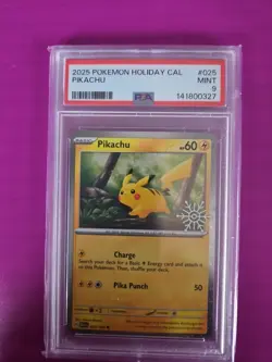 2025 Pokemon Holiday Calendar Pikachu #025 PSA MINT 9 - Image 1