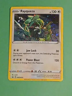 Pokemon Sword & Shield Rayquaza SWSH 029 Promo Card Black Star Holo - Image 1