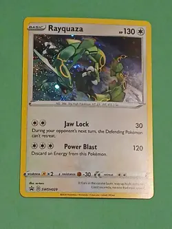 Pokemon Sword & Shield Rayquaza SWSH 029 Promo Card Black Star Holo - Image 2