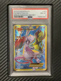 2015 PSA 8 FA Mewtwo EX #163 Full Art Secret Rare Pokemon TCG XY Breakthrough - Image 1