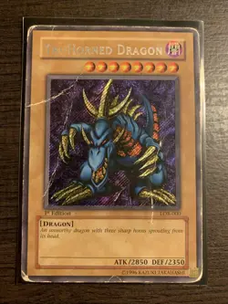 Tri-Horned Dragon LOB-000 1st DAMAGED Yu-Gi-Oh! - Image 1