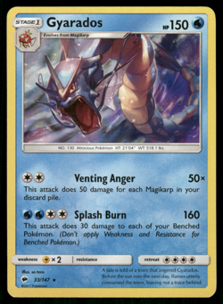 Pokemon TCG - Burning Shadows - Gyarados 33/147 Holo - P - Image 1
