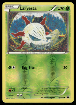 Pokemon TCG - Steam Siege - Larvesta 14/114 Reverse Holo - P - Image 1