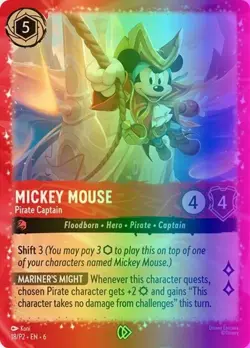 Mickey Mouse - Pirate Captain (18/108) Disney Lorcana Promo Cards NM FOIL- Promo - Image 1