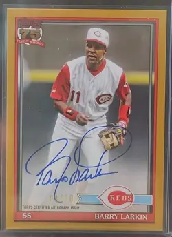 2026 Topps Series 1 Barry Larkin Autograph /50 1991 HOF Reds Clean on card - Image 1