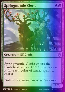 MTG Magic the Gathering Springmantle Cleric (205/493) Zendikar Rising LP FOIL - Image 1