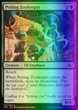 MTG Magic the Gathering Petting Zookeeper (150/689) Unfinity LP FOIL - Image 1