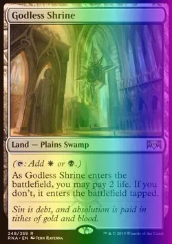 MTG Magic the Gathering Godless Shrine (248/296) Ravnica Allegiance LP FOIL - Image 1