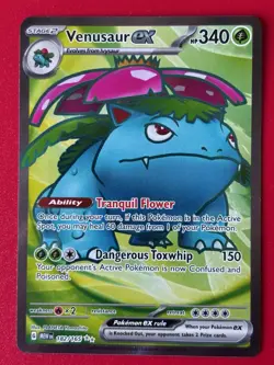 Pokemon TCG Venusaur EX 151 Full Art Rare Card 182/165 English Edition - Image 1