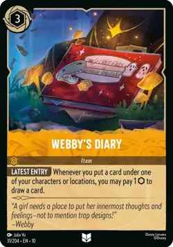 Disney Lorcana TCG Whispers in the Well - Webby's Diary - Uncommon 31/204 FOIL - Image 1