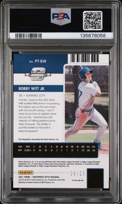 2021 Panini Contenders Optic Bobby Witt Jr Cracked Ice Rookie Auto # /23 PSA 9 - Image 2