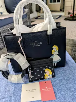 NWT DISNEY X KATE SPADE NEW YORK ALICE IN WONDERLAND SHOPPER AND ID CARD HOLDER - Image 1