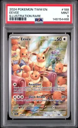 Pokemon Card Eevee 188/167 SV Twilight Masquerade Illustration Rare Holo PSA 9 - Image 3