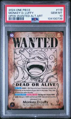 Bandai One Piece Card Game - Monkey D. Luffy OP09-119 Alt Art Holo PSA 10 - Image 1