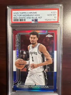 2025-26 Topps Chrome - Victor Wembanyama #221 Red White & Blue Refractor - Image 1