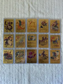 Lot Of 15 Gold Foil Fan Art Pokemon Cards - Image 1