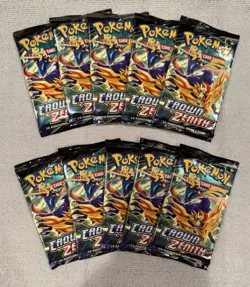 Pokemon TCG Crown Zenith Sealed Booster Pack Lot 10 Packs English - Image 1