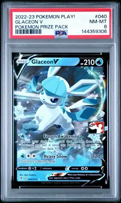 2022-23 POKEMON PLAY! GLACEON V POKEMON PRIZE PACK PSA 8 - Image 1