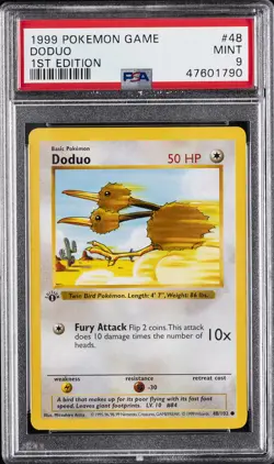 1999 POKEMON BASE SET 1ST EDITION #48 DODUO PSA 9 - Image 1