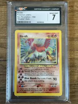 2001 POKEMON NEO REVELATION DOUBLE HOLO ERROR HO-OH-HOLO CGC 7 - Image 1