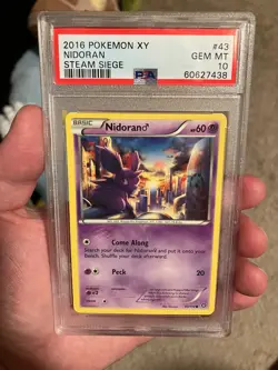 2016 POKEMON XY STEAM SIEGE #43 NIDORAN PSA GEM MINT 10 ⭐POP 3⭐ - Image 1