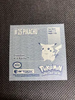 Pikachu Artbox Sticker Vintage Pokemon 1999 number 25 - Image 3
