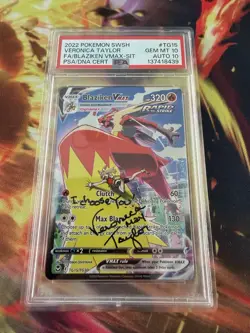 Pokemon Blaziken Vmax TG15/TG30 Signed By Veronica Taylor PSA 10/10 Voice Of May - Image 1