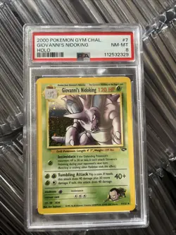 Pokemon 2000 Gym Challenge Giovanni's Nidoking Holo Rare Unlimited PSA 8 7/132 - Image 1