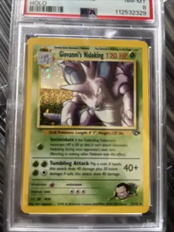 Pokemon 2000 Gym Challenge Giovanni's Nidoking Holo Rare Unlimited PSA 8 7/132 - Image 2