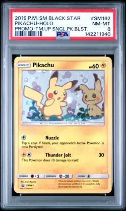 2019 POKEMON SM BLACK STAR PROMO TEAM UP SINGLE PACK BLISTERS PIKACHU-HOLO PSA 8 - Image 1