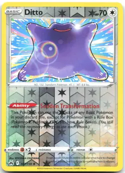 Ditto 107/159 Holo Rare Crown Zenith Pokemon Reverse Holo Lightly Played - Image 1