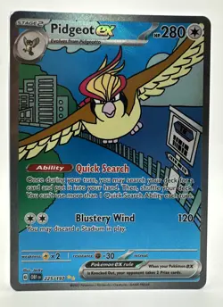 Pidgeot ex 225/197 Obsidian Flames SIR Special Illustration Rare Pokemon TCG NM - Image 1