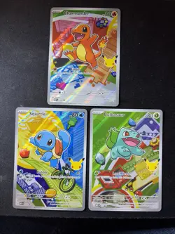 Pokemon First Partner Illustration Coll. Kanto GEN 1 Starters 3 Cards. 73 - Image 1