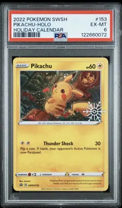Pokemon Pikachu Promo Holiday Calendar SWSH153 Holo PSA 6 2022 Card - Image 1
