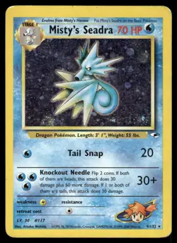 Pokemon Cards Misty's Seadra 9/132 PRERELEASE Gym Heroes Holo Rare MP - Image 1