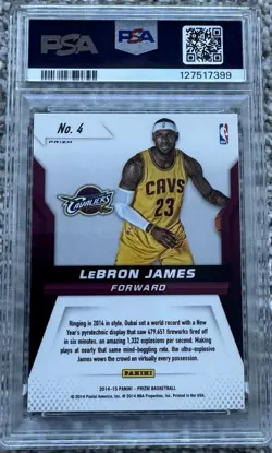 2014-15 Panini Prizm Fireworks Prizm LeBron James #4 PSA 8 - Image 2