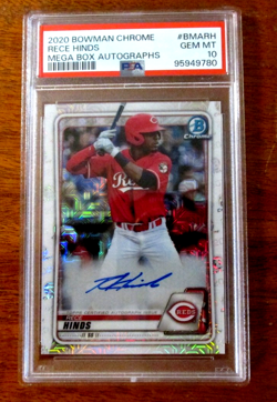2020 BOWMAN CHROME MEGA BOX REFRACTOR AUTO RECE HINDS PSA 10 - Image 1