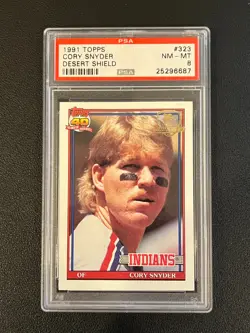Cory Snyder 1991 Topps Desert Shield PSA 8 Indians - Image 1