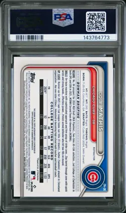 2024 BOWMAN CHROME DRAFT 1ST COLE MATHIS AUTO /499 REFRACTOR #CPACMS PSA 10 GEM - Image 2