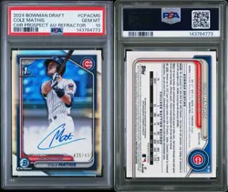 2024 BOWMAN CHROME DRAFT 1ST COLE MATHIS AUTO /499 REFRACTOR #CPACMS PSA 10 GEM - Image 3