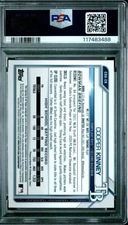 2021 Bowman Draft Cooper Kinney Chrome Auto 1st Blue Wave Refractor #/150 PSA 9 - Image 2