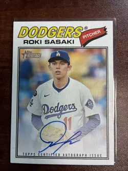 2026 Topps Heritage ROKI SASAKI Real One Autograph ROA-RS Dodgers - ON-CARD AUTO - Image 1
