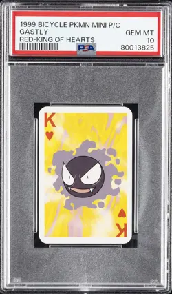 1999 BICYCLE POKEMON MINI PLAYING CARDS RED DECK KING OF HEARTS GASTLY PSA 10 - Image 1
