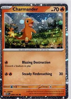 Pokemon Charmander 004/165 Scarlet & Violet 151 Cosmos Holo Trading Card TCG - Image 1
