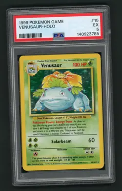 Pokemon Card Venusaur 015/102 Base Set Unlimited Holo PSA 5 - Image 1