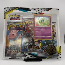 Pokemon TCG Cosmic Eclipse Celebi 3-Pack Blister - Sun & Moon - SEALED *** - Image 1